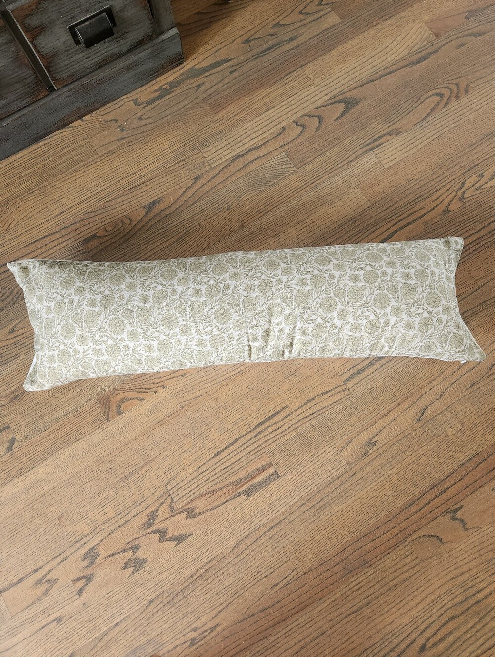 Long Floral Lumbar Pillow in Sage and Cream 14x38